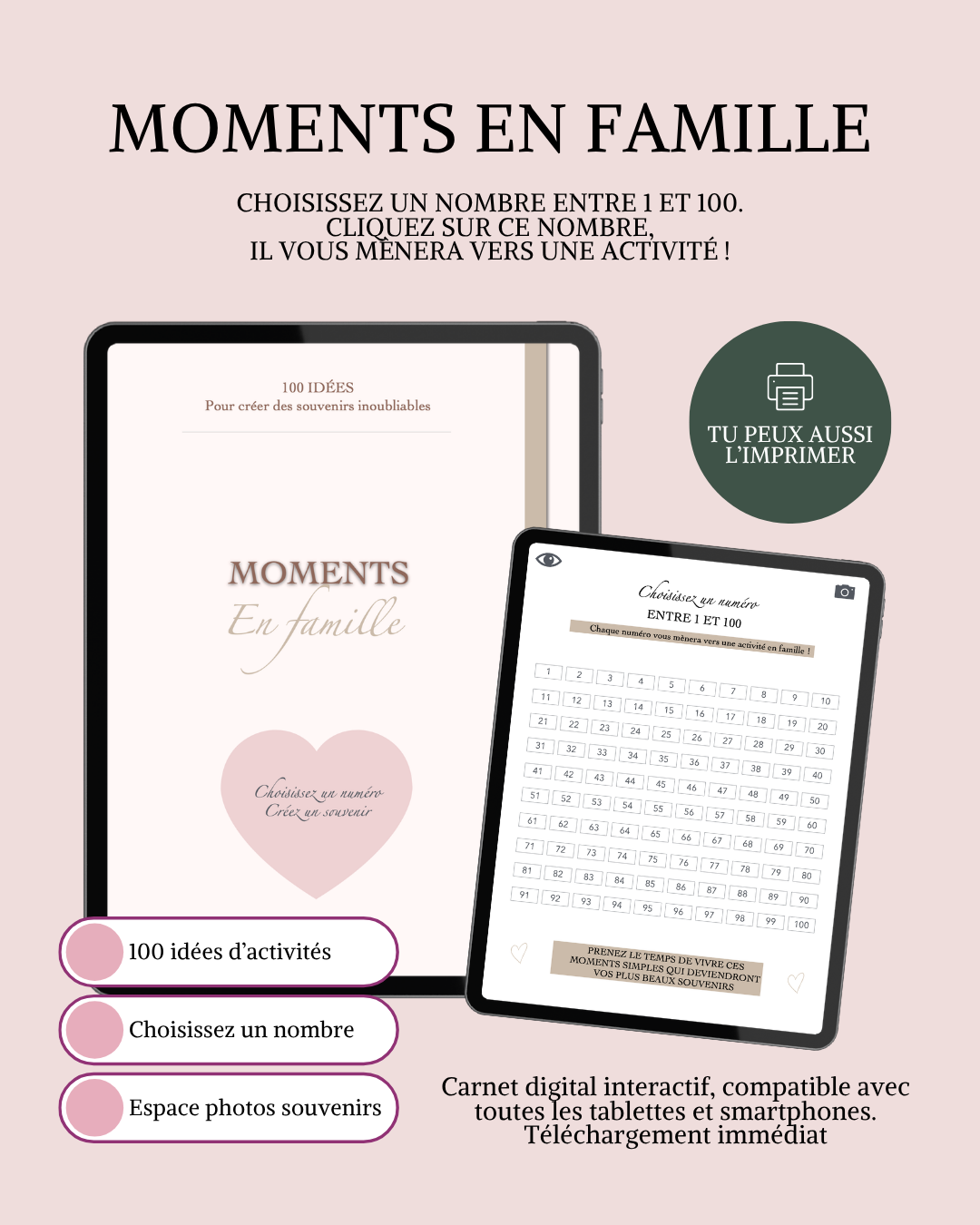 Carnet digital Moments en famille (100 activités)