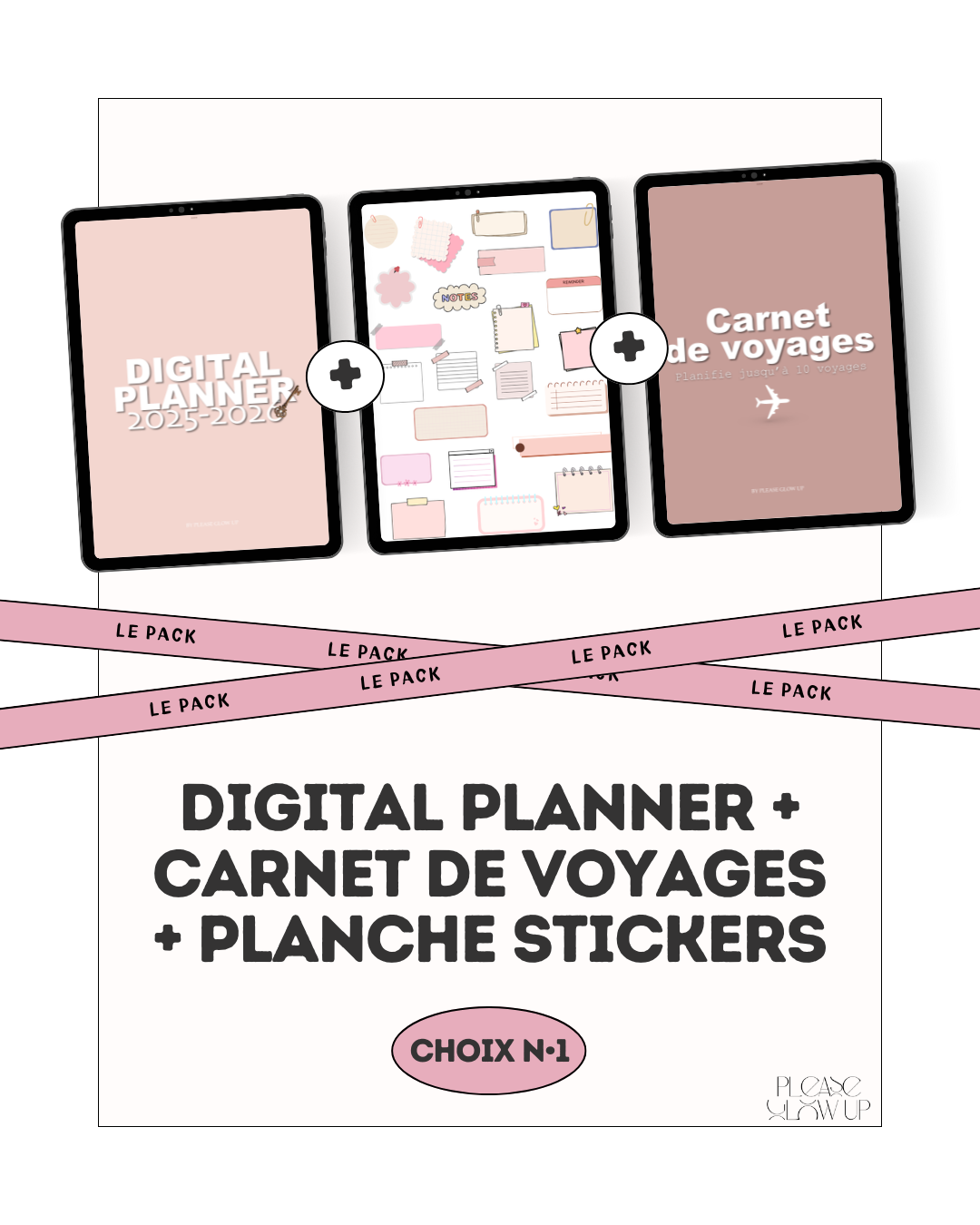 Pack digital planner + carnet de voyages + stickers