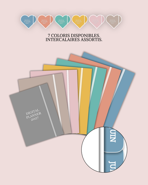Agenda Digital 2027 / Planner Interactif iPad - 487 pages - 7 coloris - Liens cliquables - Goodnotes