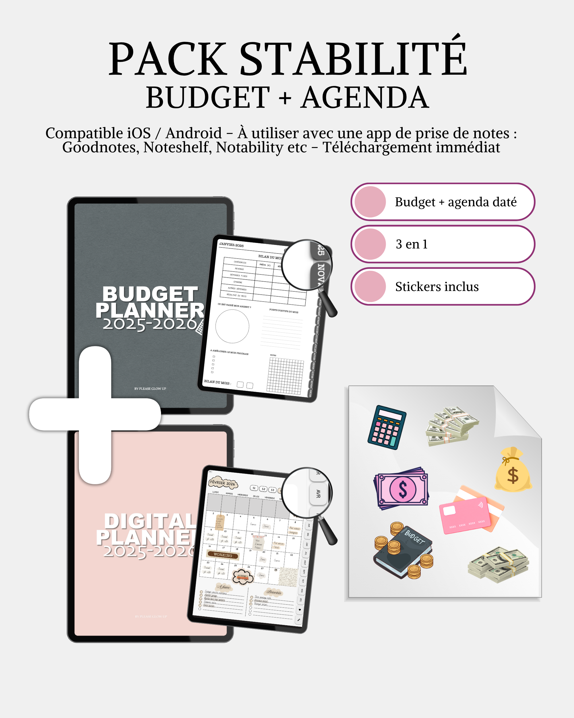 Pack stabilité -  Budget + agenda 2025/2026 + stickers