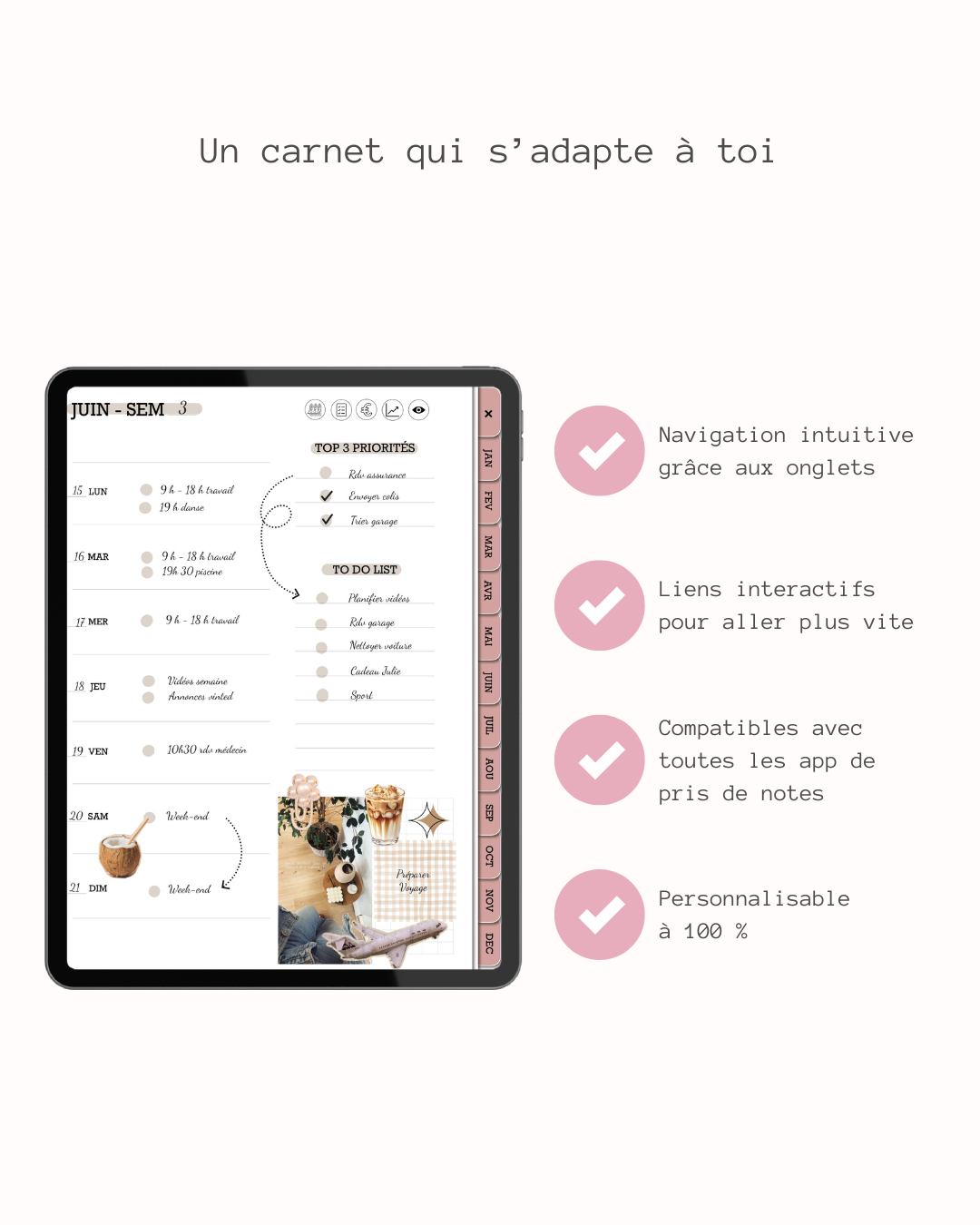 Digital planner non daté (couverture personnalisable)