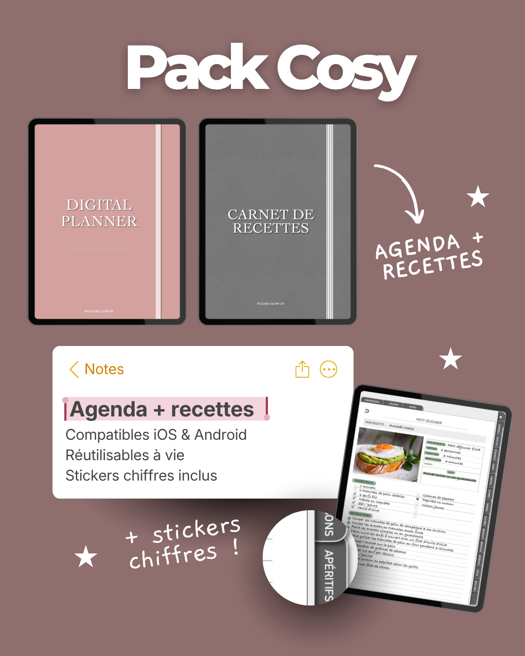 Pack Cosy / Digital planner + Carnet de recettes
