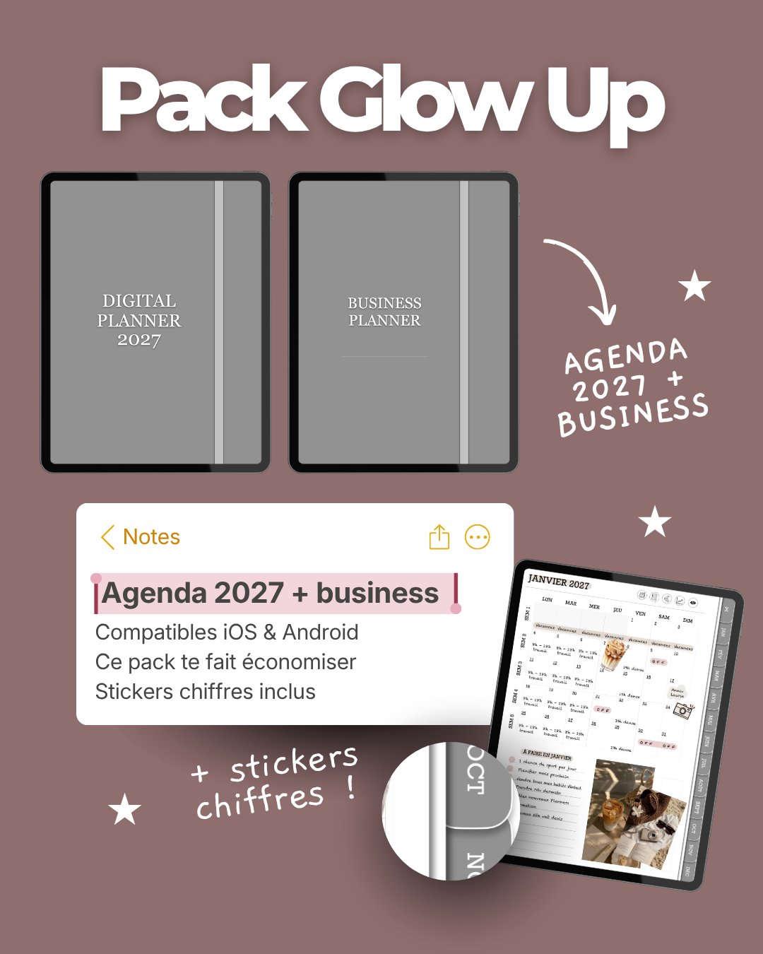 Pack Glow Up / Digital planner 2027 + business planner