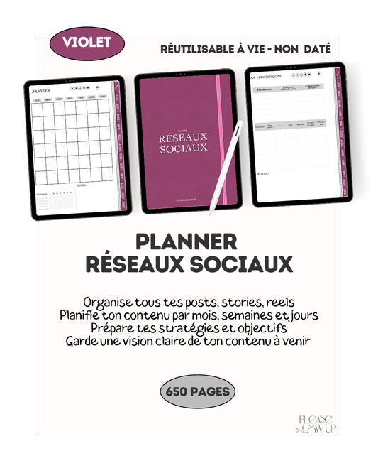 Planner réseaux sociaux (violet)