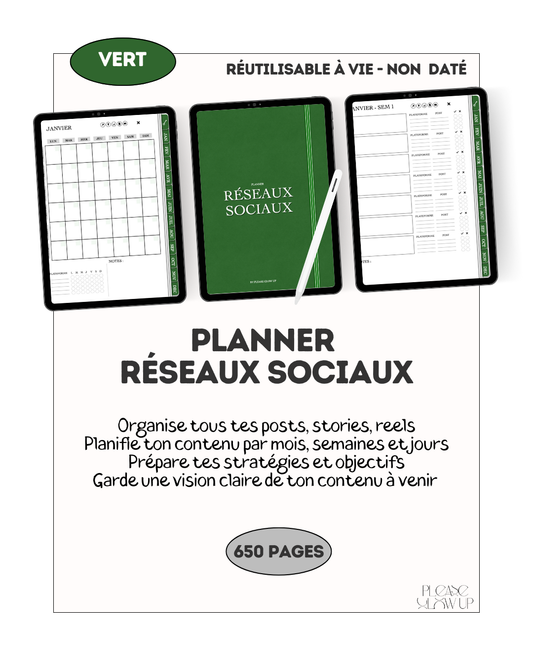 Planner réseaux sociaux (vert)