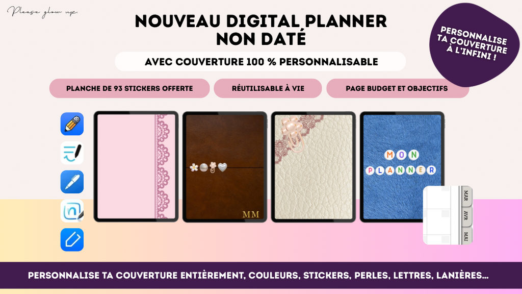 Digital planner non daté (couverture personnalisable)