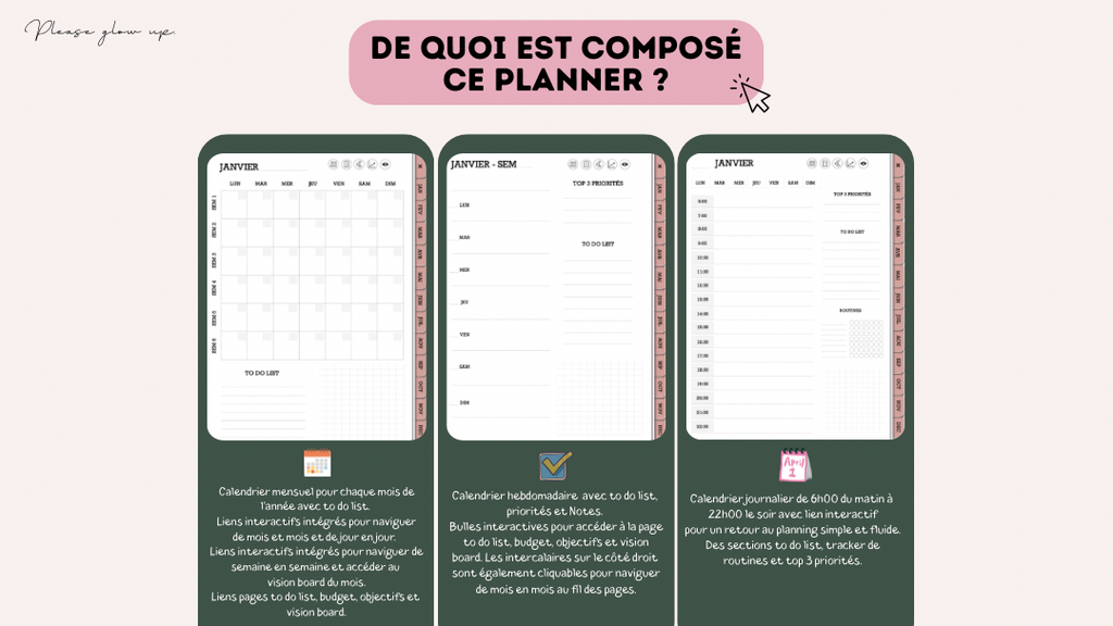 Digital planner non daté (couverture personnalisable)