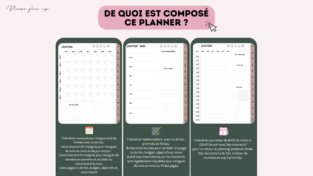 Digital planner non daté (couverture personnalisable)