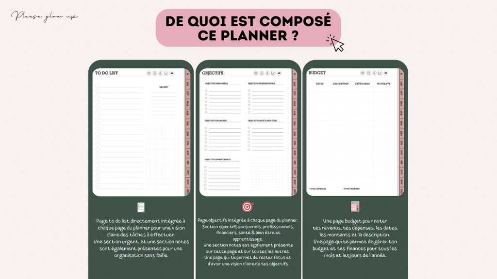 Digital planner non daté (couverture personnalisable)