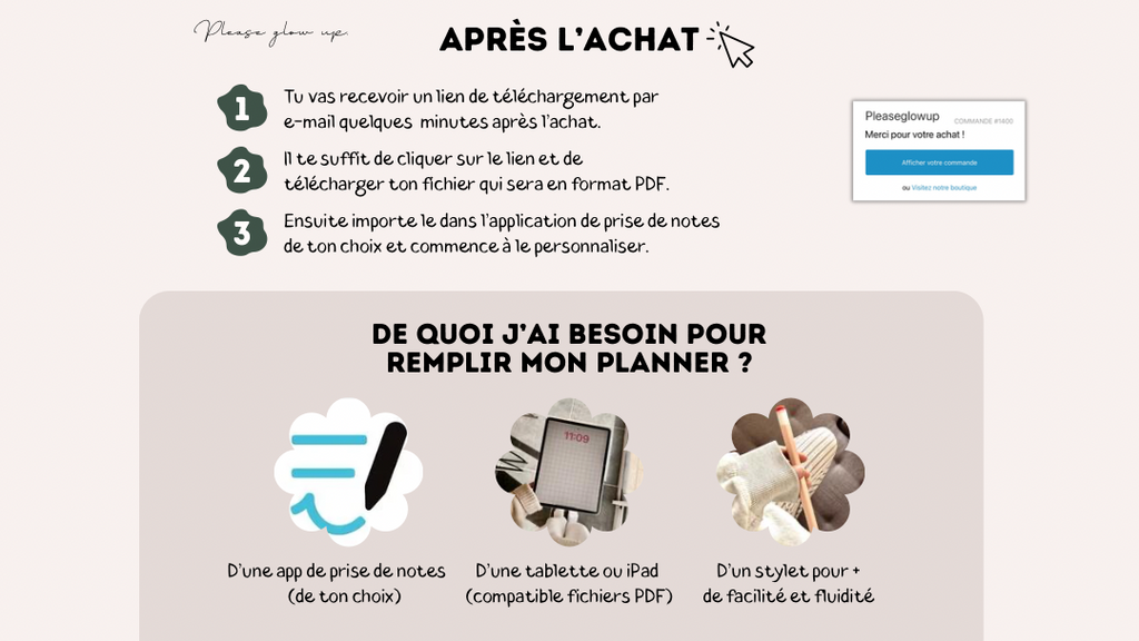 Digital planner non daté (couverture personnalisable)