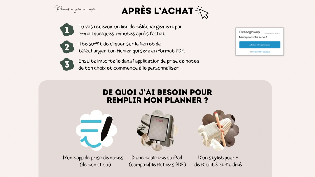 Digital planner non daté (couverture personnalisable)