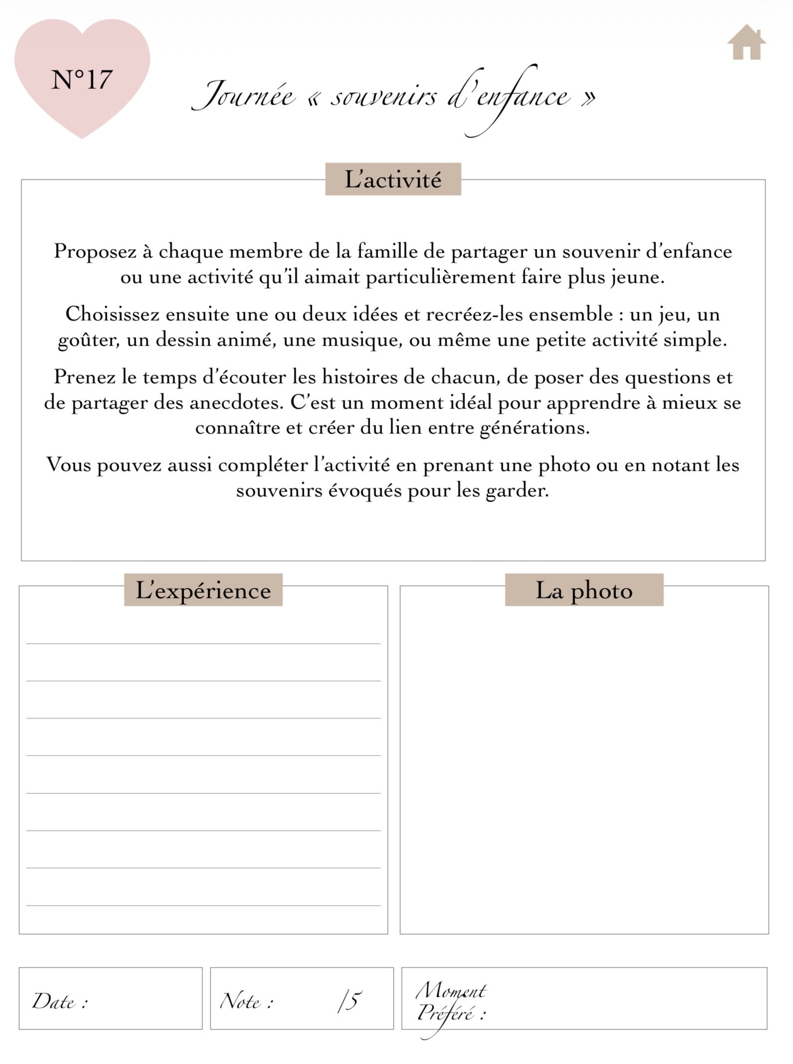 Moments en famille – Planner digital avec 100 idées d’activités à faire ensemble
