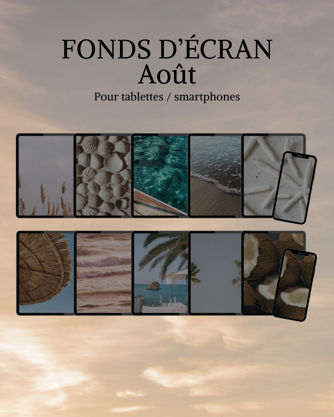Fonds d'écran Août pour smartphone et tablettes / format ZIP PNG