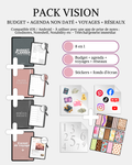 Pack Vision -  Budget  + agenda + voyages + réseaux + stickers + fonds d'écran